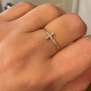 Diamond 14K White Gold Cross Ring Barla Jewelry 8
